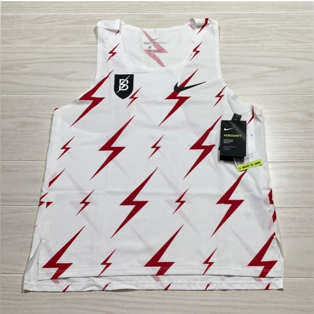 Nike Aeroswift Bowerman Singlet women’s Sz M BTC Track White Red CW1160-100